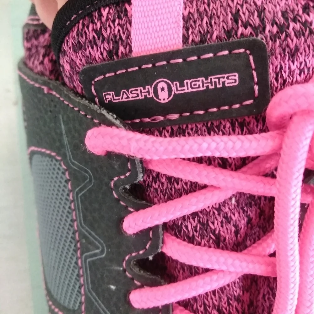 Flash Lights LED Light-Up Rechargeable Sneakers - Pink, Green, & Blue - Size 6